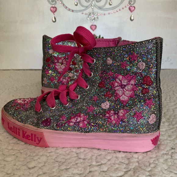 Lelli Kelly pink and silver high tops - Picture 3 of 16